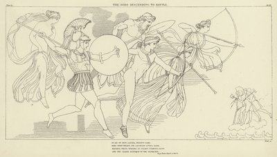 Los Dioses descendiendo a la Batalla de John Flaxman